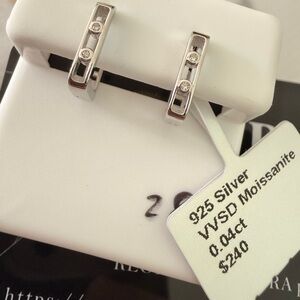 NWT Moissanite Hoop/Huggie Earrings – 925 Sterling GRA Certified ✨